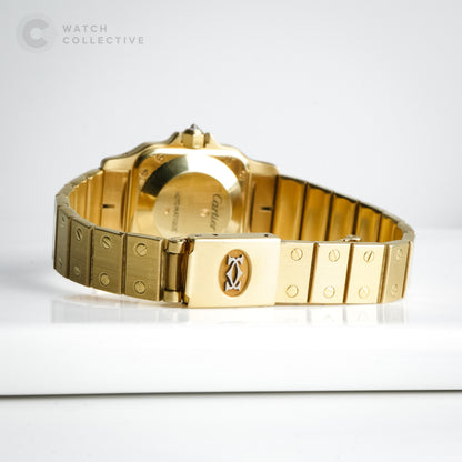 Cartier Santos Galbee Yellow Gold Champagne Dial Paris Stamp 0901