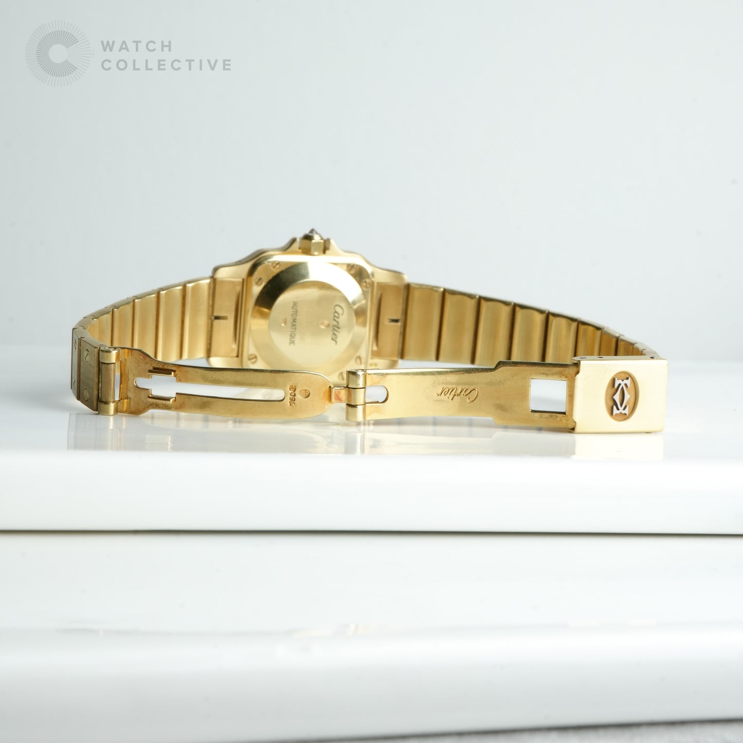 Cartier Santos Galbee Yellow Gold Champagne Dial Paris Stamp 0901