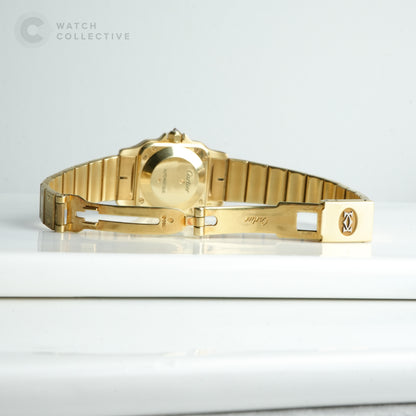 Cartier Santos Galbee Yellow Gold Champagne Dial Paris Stamp 0901