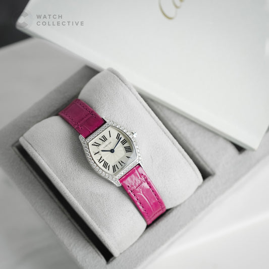 Cartier Tortue 18k white gold factory diamonds 24mm 3699