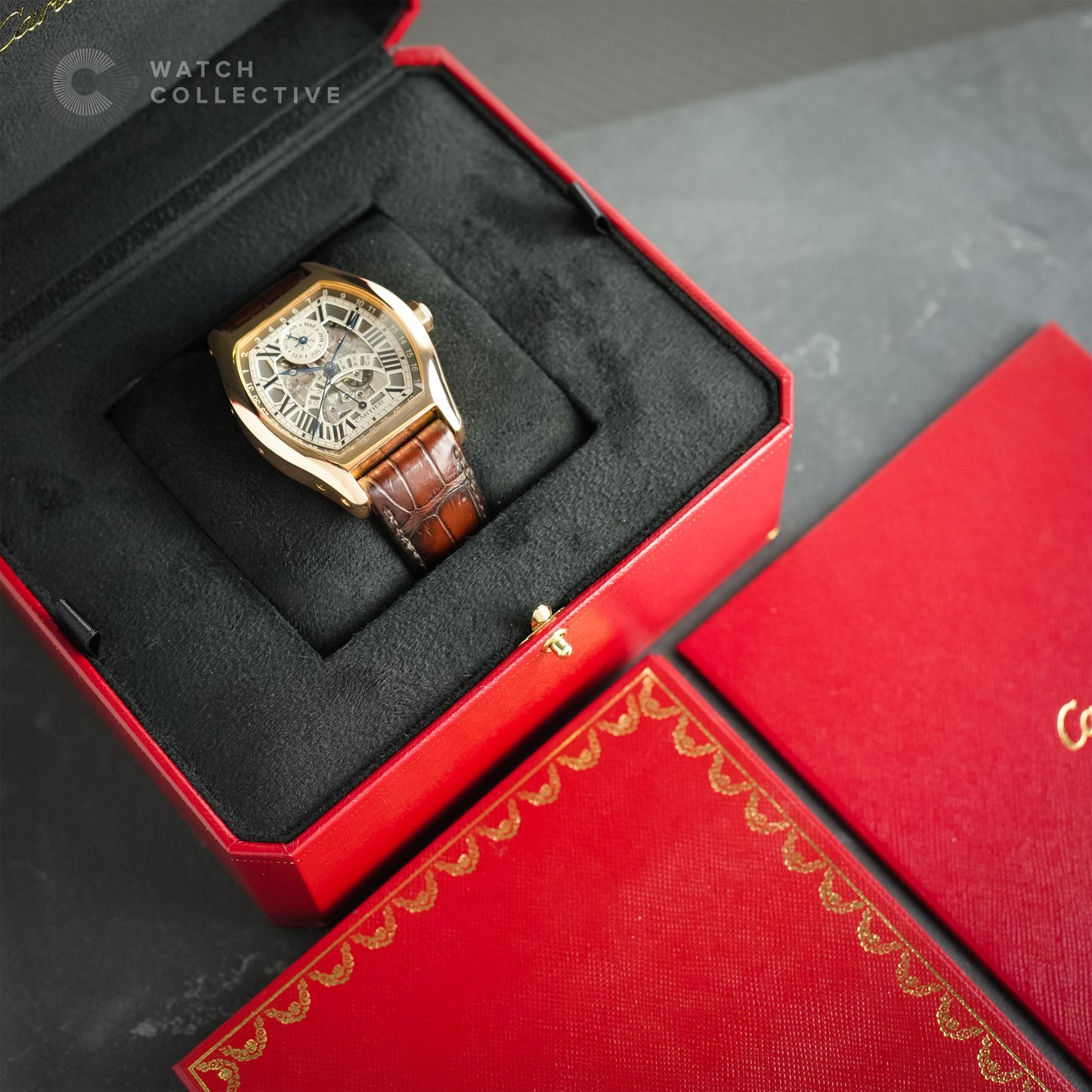 Cartier Tortue XL Perpetual Calendar Skeleton 3465 Ref W1580047