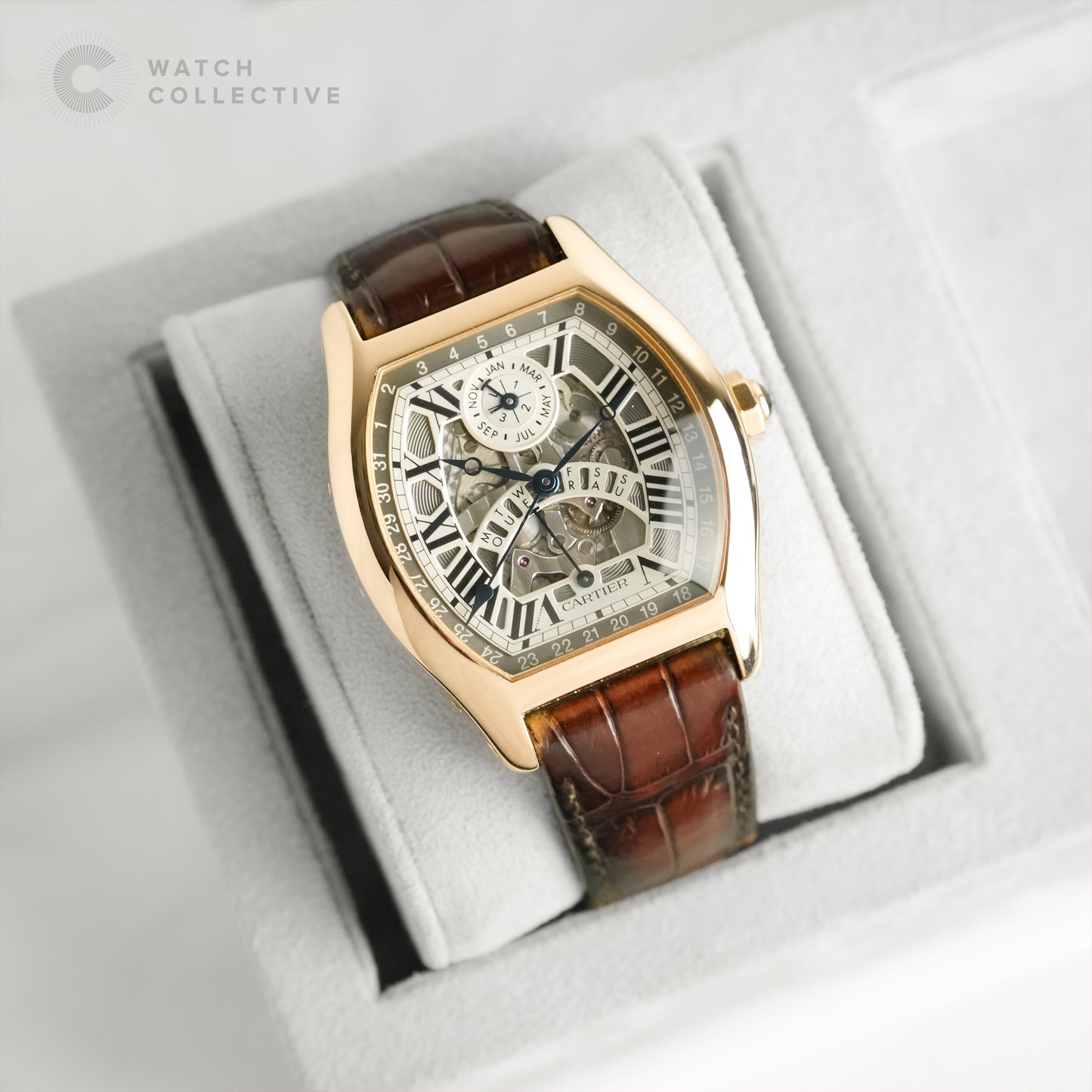 Cartier Tortue XL Perpetual Calendar Skeleton 3465 Ref W1580047