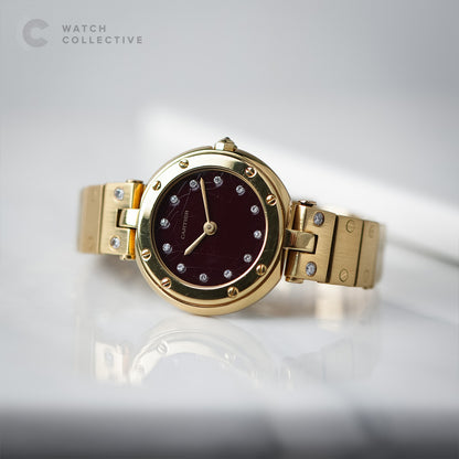 Cartier Santos Vendome Ronde 8191 18k Yellow Gold with Red Burgundy Diamond Spider Dial