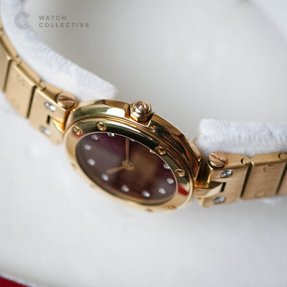 Cartier Santos Vendome Ronde 8191 18k Yellow Gold with Red Burgundy Diamond Spider Dial