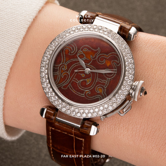 Cartier 18k White Gold Case, A Factory Diamond-Set Bezel, And A Masterfully Crafted Red Champleve/Cloisonne Enamel Dial Automatic 35mm 2536