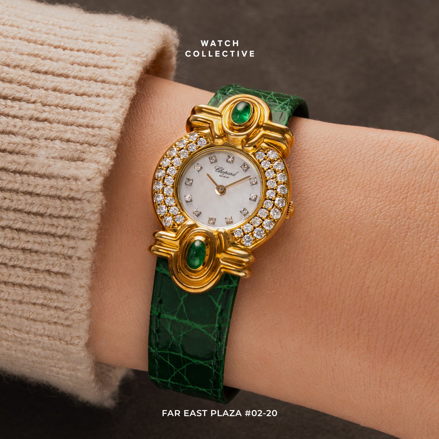 Chopard Happy Diamonds Emerald Green MOP dial 18k Yellow gold 23mm quartz