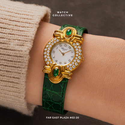 Chopard Happy Diamonds Emerald Green MOP dial 18k Yellow gold 23mm quartz