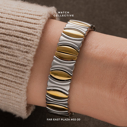 Cartier Baignoire Medium size on bracelet Gold/Steel 23mm Quartz 80579