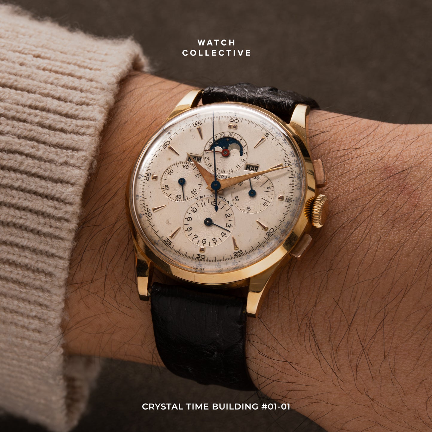 Universal Geneve Tricompax 18k Rose Gold 37mm 1949 manual winding