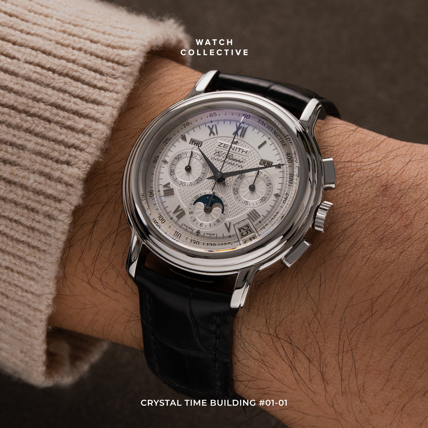 Zenith El Primero Triple Calendar Moonphase Guillioche dial 40mm automatic 03.240.410