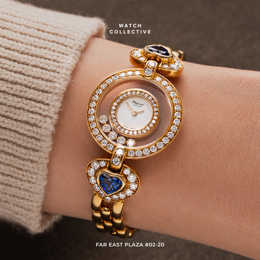 Chopard Happy Diamonds Sapphire heart 18k Yellow Gold Quartz 26mm (Only one other available at 97k)