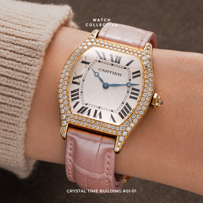 Cartier Tortue 18k Yellow gold diamond bezel 34mm manual winding 2496