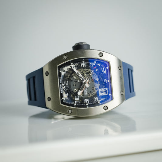 Richard Mille Titanium Skeleton dial blue rubber strap 38x45mm RM010