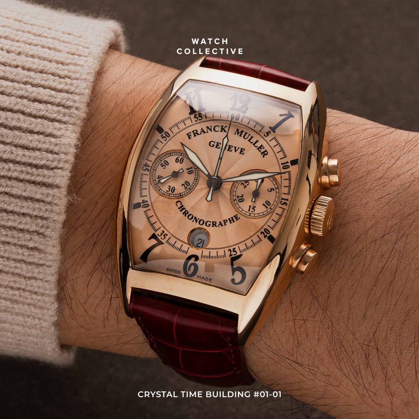 Franck Muller Casablanca Chronograph Salmon dial 18k Rose Gold 39mm automatic 8883