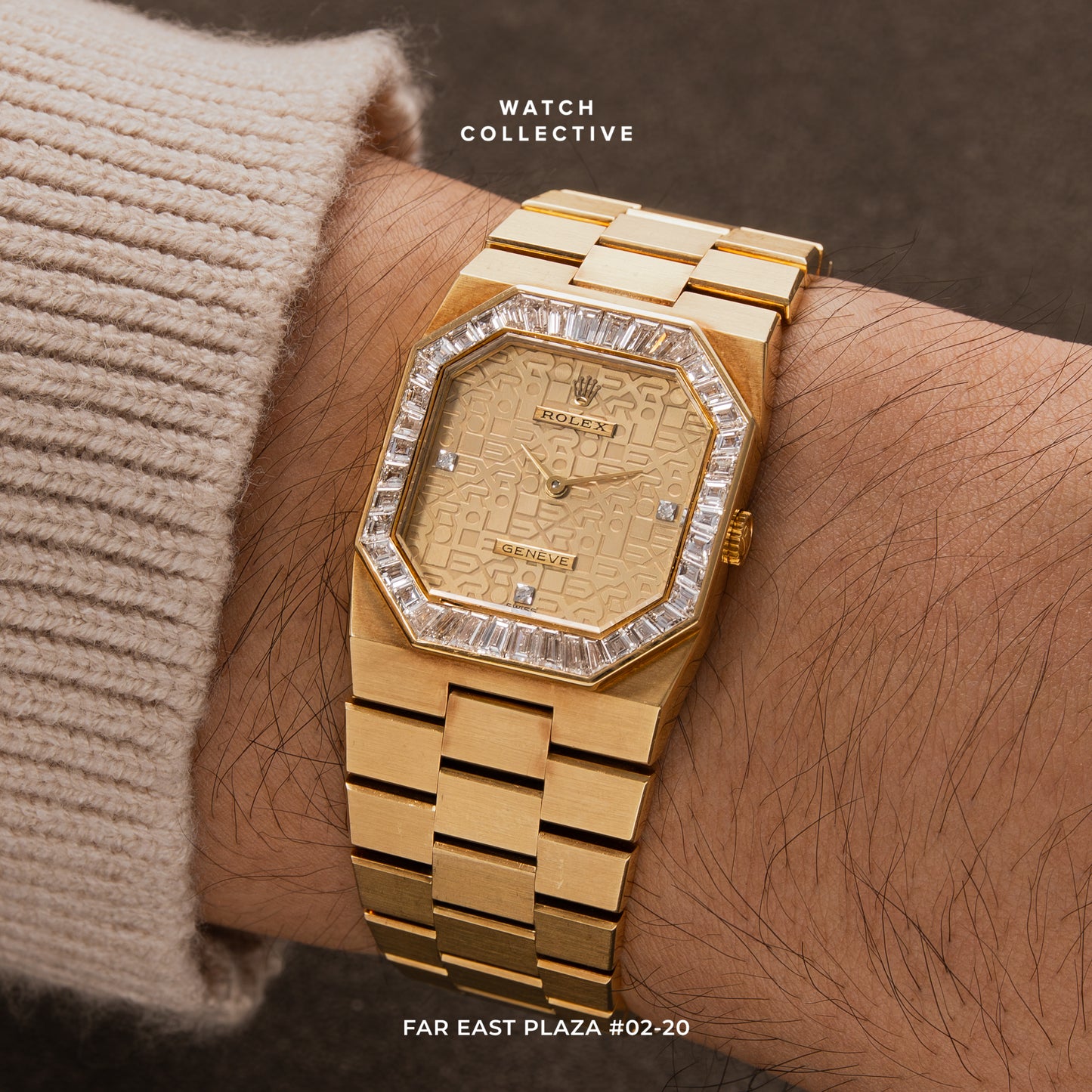 Rolex Cellini Bouclier Baguette Bezel 18k Yellow Gold 4670