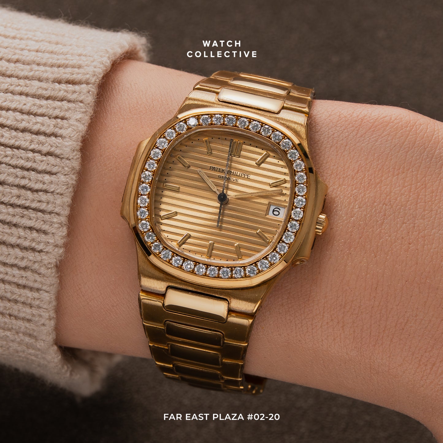 Patek Philippe Nautilus Lady Factory Diamonds 18k Yellow Gold 33mm Quartz 3900/3