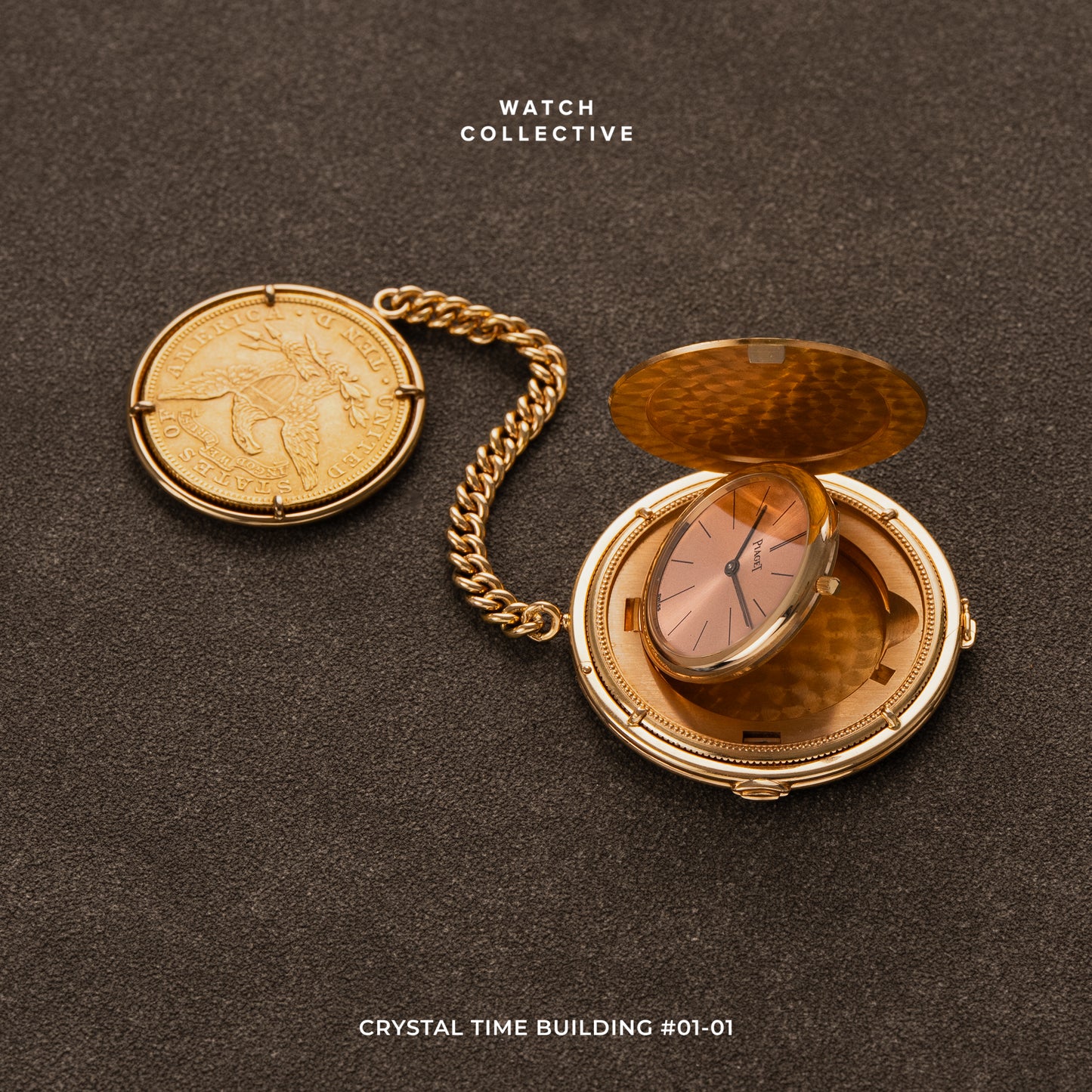 Piaget Coin Pocket Watch 18k Yellow Gold