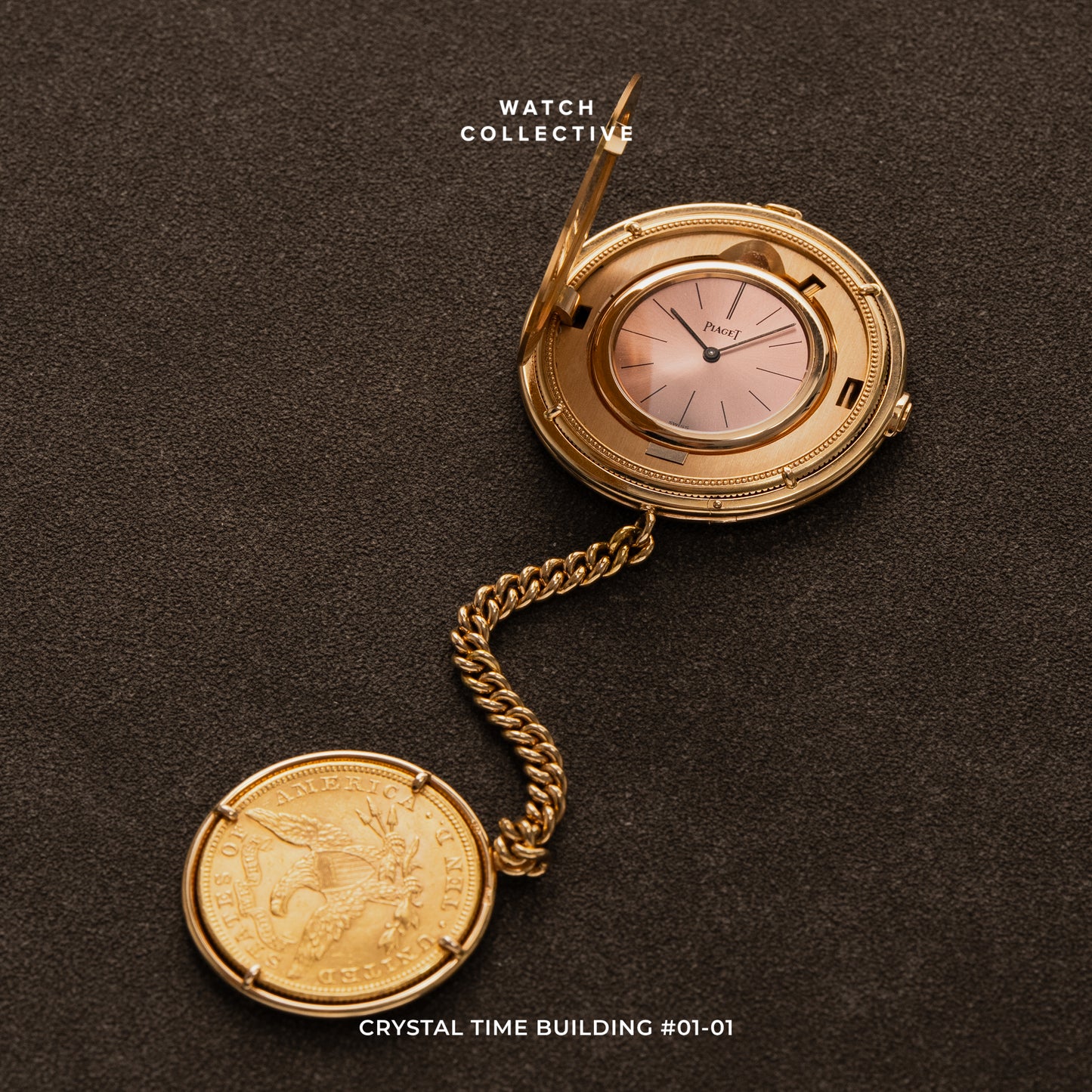 Piaget Coin Pocket Watch 18k Yellow Gold