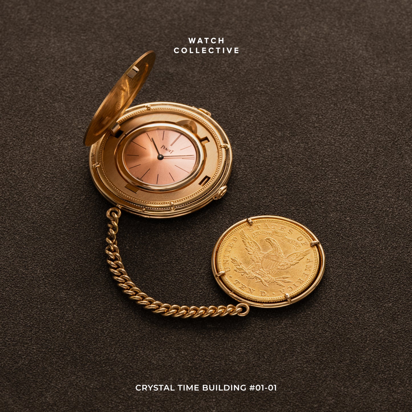 Piaget Coin Pocket Watch 18k Yellow Gold