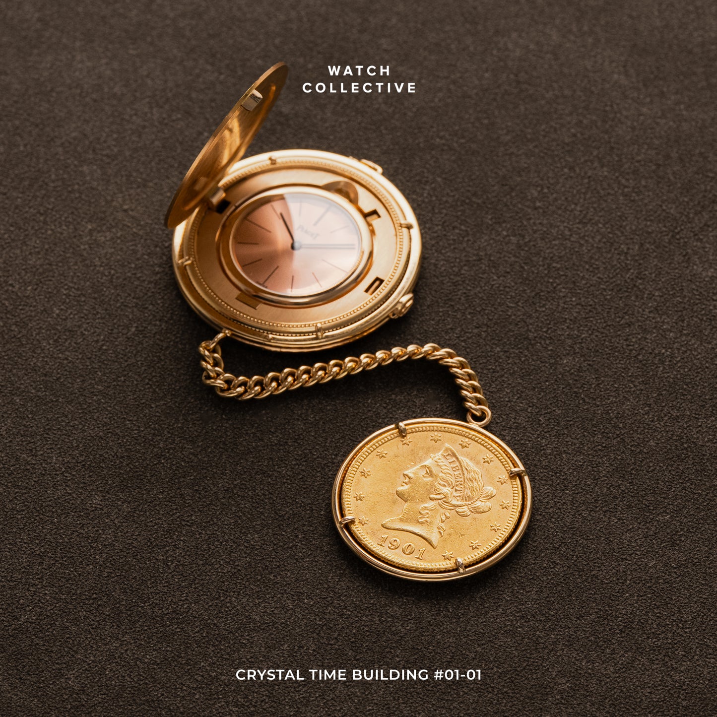 Piaget Coin Pocket Watch 18k Yellow Gold