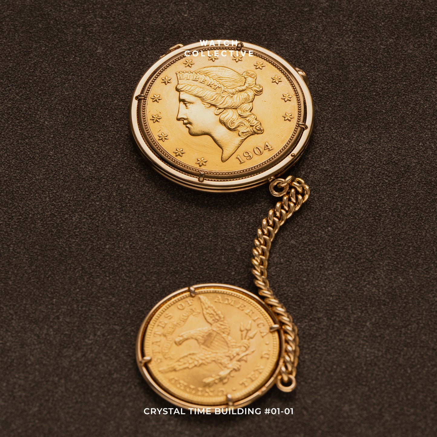 Piaget Coin Pocket Watch 18k Yellow Gold