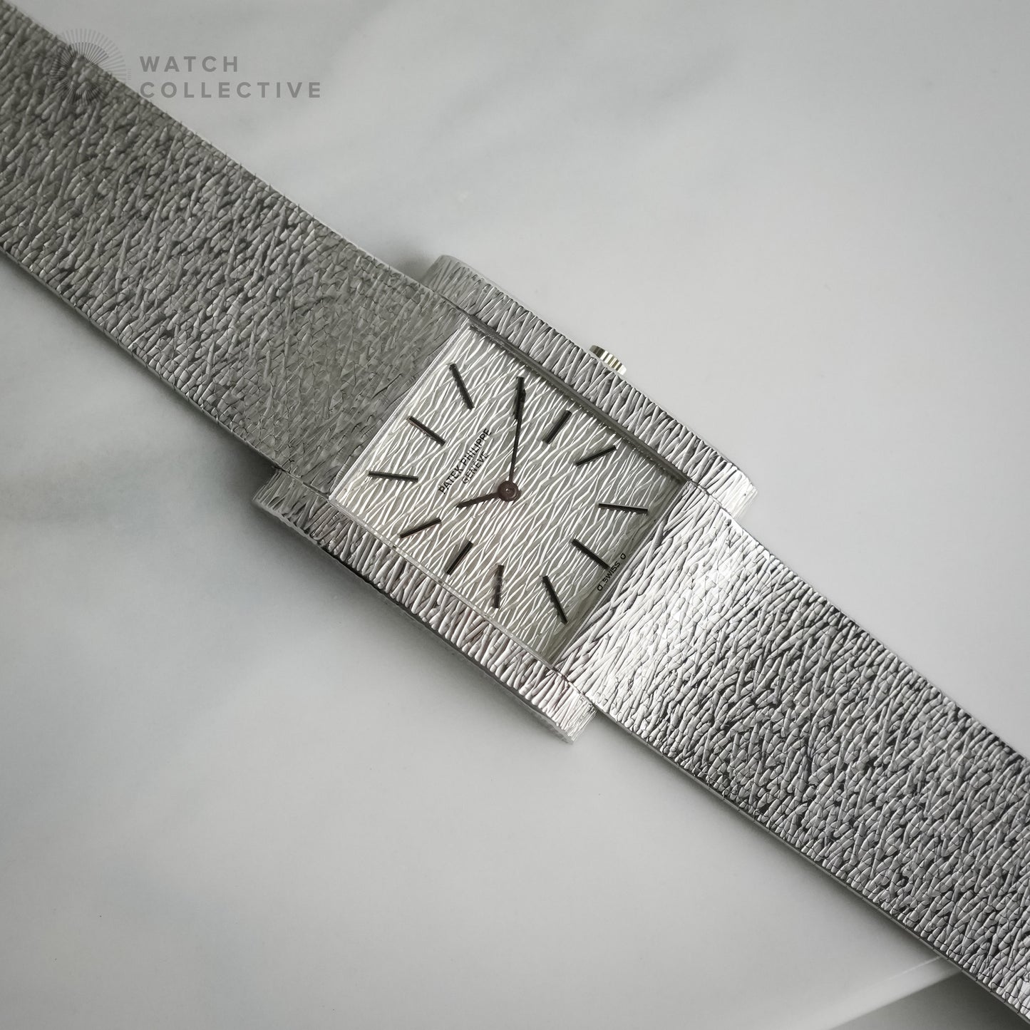 Patek Philippe Rectangular 18k Bark White Gold 3553/001