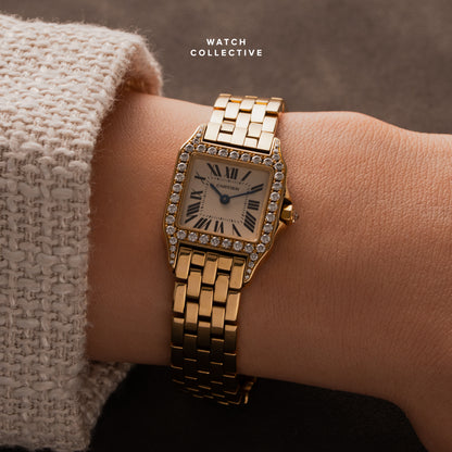 Santos Demoiselle Diamond Pave 18k Yellow Gold 20mm Quartz WF9001Y7