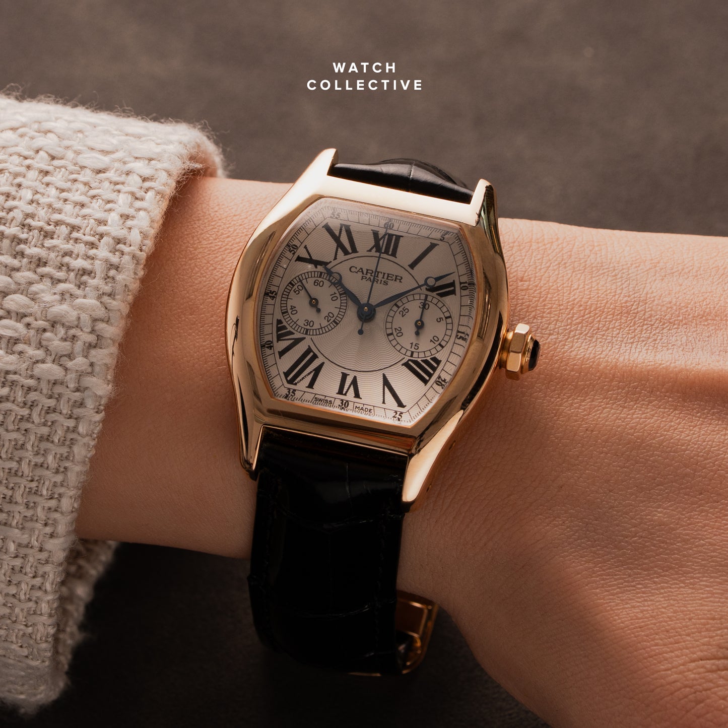 Cartier Tortue Monopoussoir / Monopusher Chronograph CPCP 18k Rose Gold 34mm Manual W1540751 / 2661