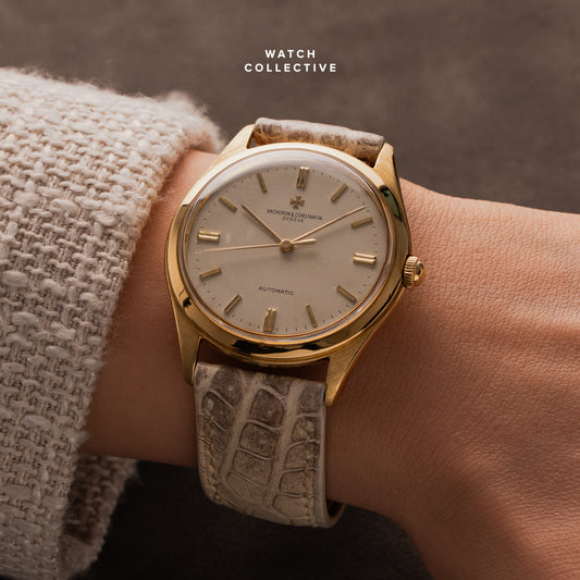 Vacheron Constantin 18K Yellow gold white dial 35mm leather strap automatic 7595
