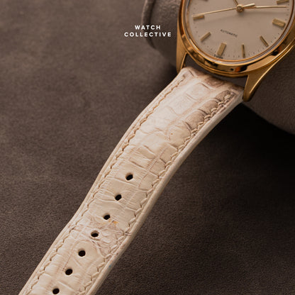 Vacheron Constantin 18K Yellow gold white dial 35mm leather strap automatic 7595