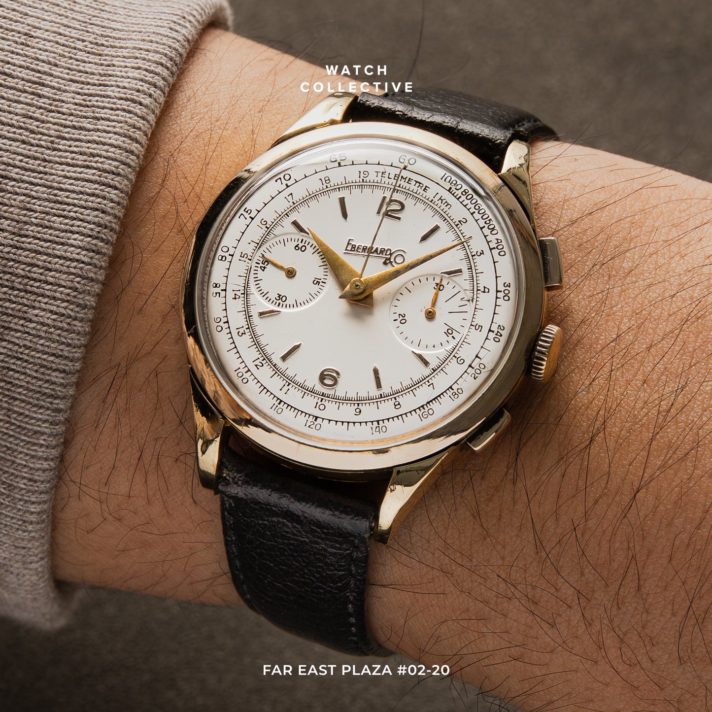 Eberhard Extra Fort Chronograph 18k Yellow gold 37.5mm manual winding