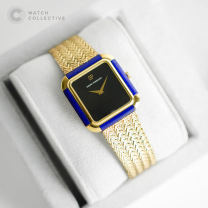 Girard-Perregaux Lapis Bezel Integrated Plated Gold Watch 28x30mm Manual