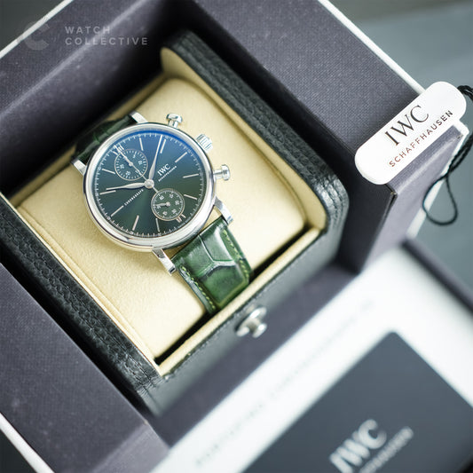 IWC Portofino Chronograph stainless steel green dial 39mm IW391405