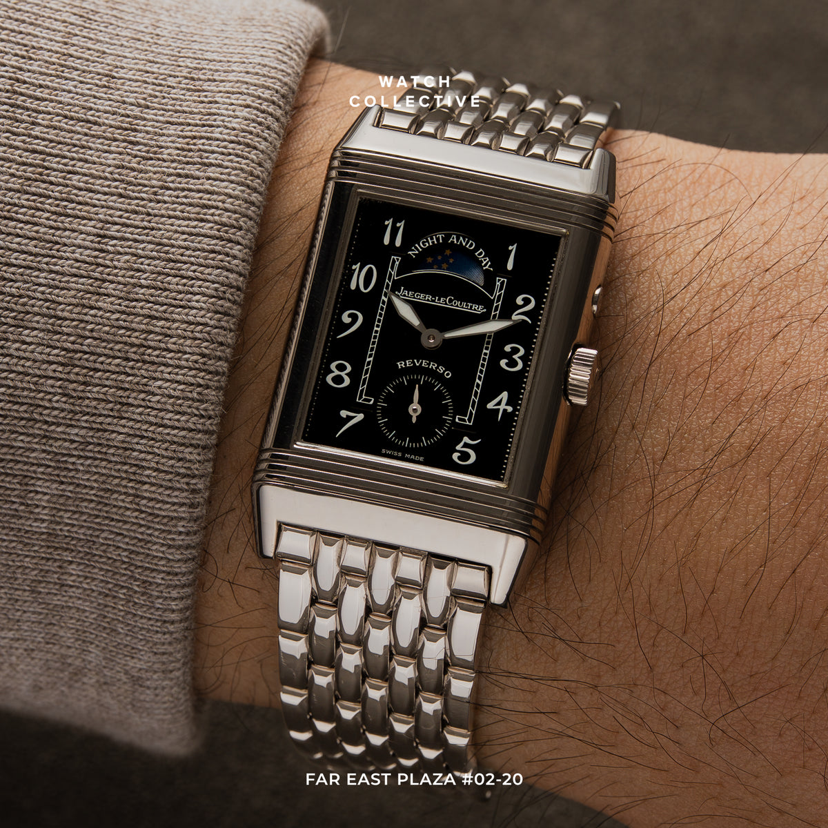 Jaeger-LeCoultre Reverso Night and Day 18k White Gold 26x42mm manual
