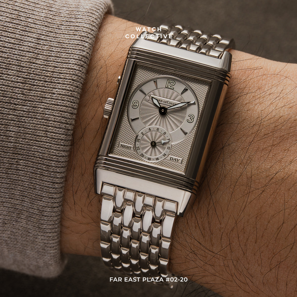 Jaeger-LeCoultre Reverso Night and Day 18k White Gold 26x42mm manual