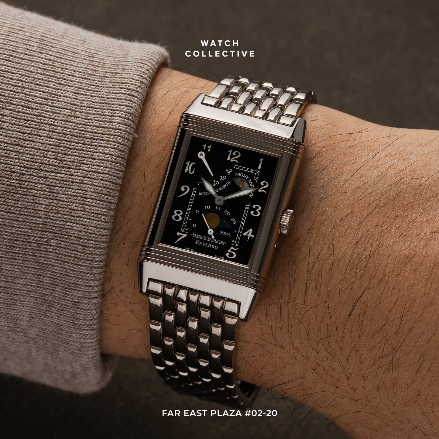 Jaeger-LeCoultre Reverso Sun Moon 18k White Gold 26x42mm manual winding