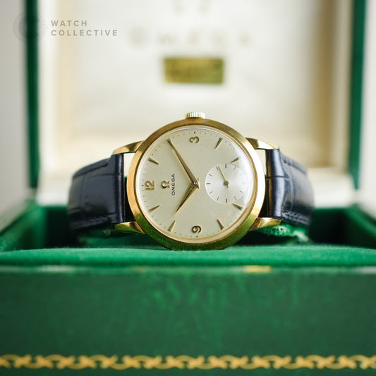 Vintage Omega Classic Calatrava Rose Gold White Dial 36mm Manual 2684