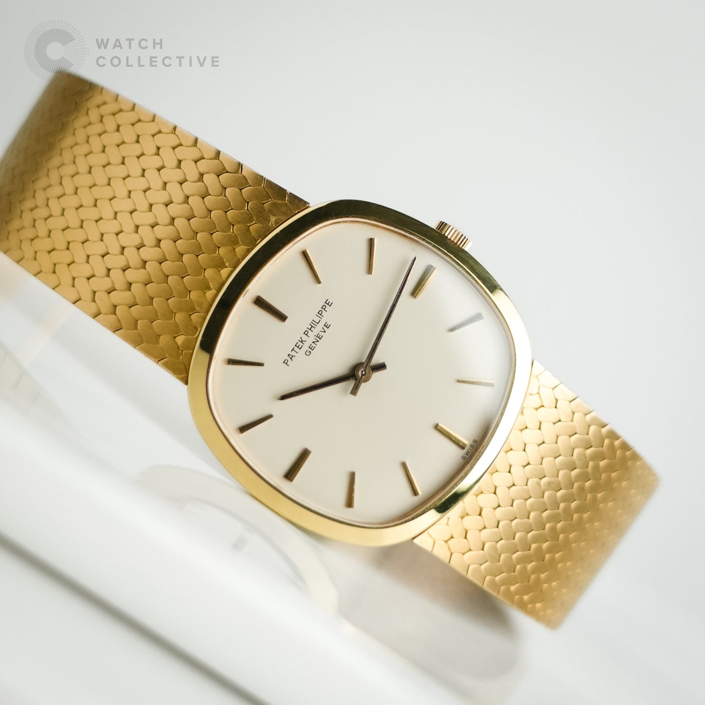 Patek Philippe 18k Yellow Gold Cushion Creme Dial 3544