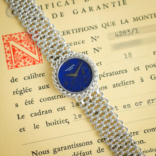 Patek Philippe Vintage Lapis Dial 18k White Gold 28mm Manual 4283/1