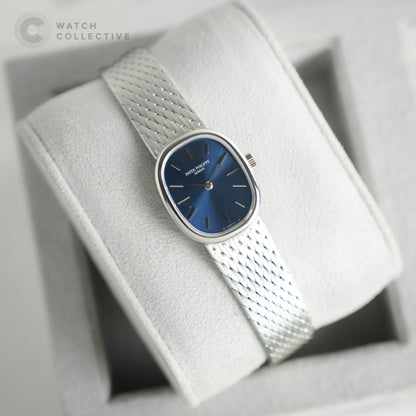 Patek Philippe Ellipse 18k white gold blue dial 20mm manual 4564/003