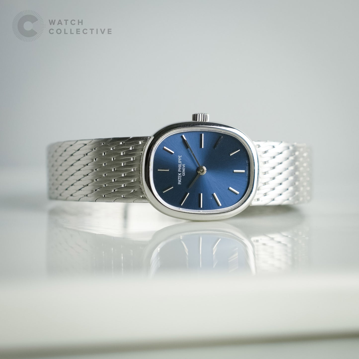 Patek Philippe Ellipse 18k white gold blue dial 20mm manual 4564/003