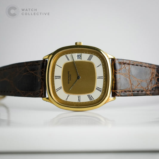 Patek Philippe Golden Ellipse 18k yellow gold leather strap manual 34mm 3874
