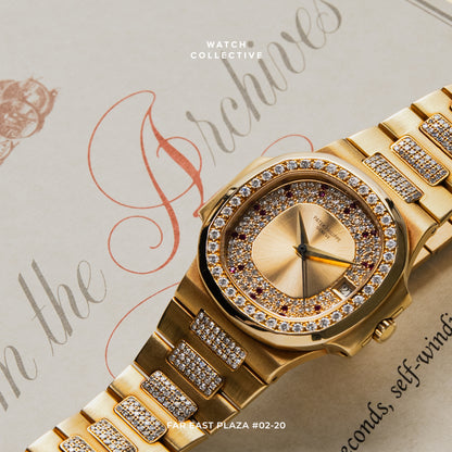 Patek Philippe Nautilus 18k Yellow Gold Pave Diamond dial Ruby Marker 37mm automatic 3800