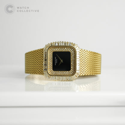 Patek Philippe Vintage Baguette Diamonds Onyx Dial  18K Yellow Gold 33mm 3625-1