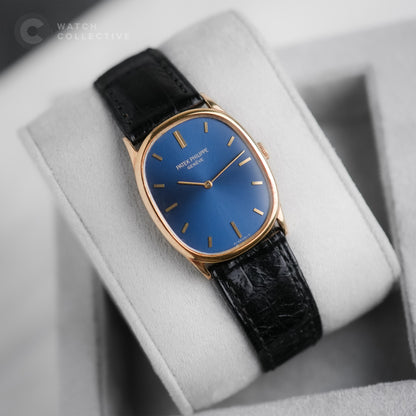 Patek Philippe Golden Ellipse 18k Yellow Gold Blue Dial 3846