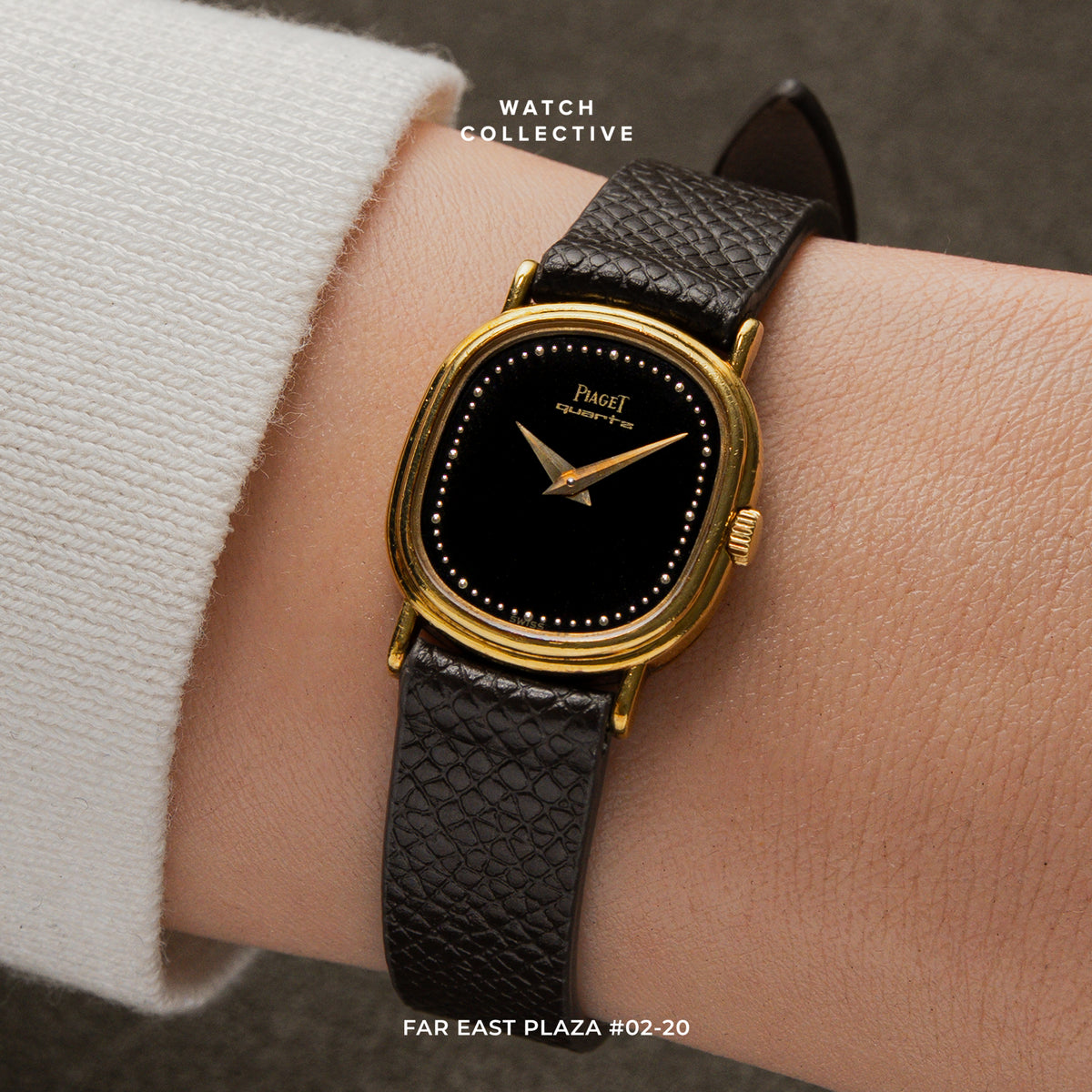 Piaget Ellipse Onyx 18k Yellow Gold leather strap 20mm quartz 8968