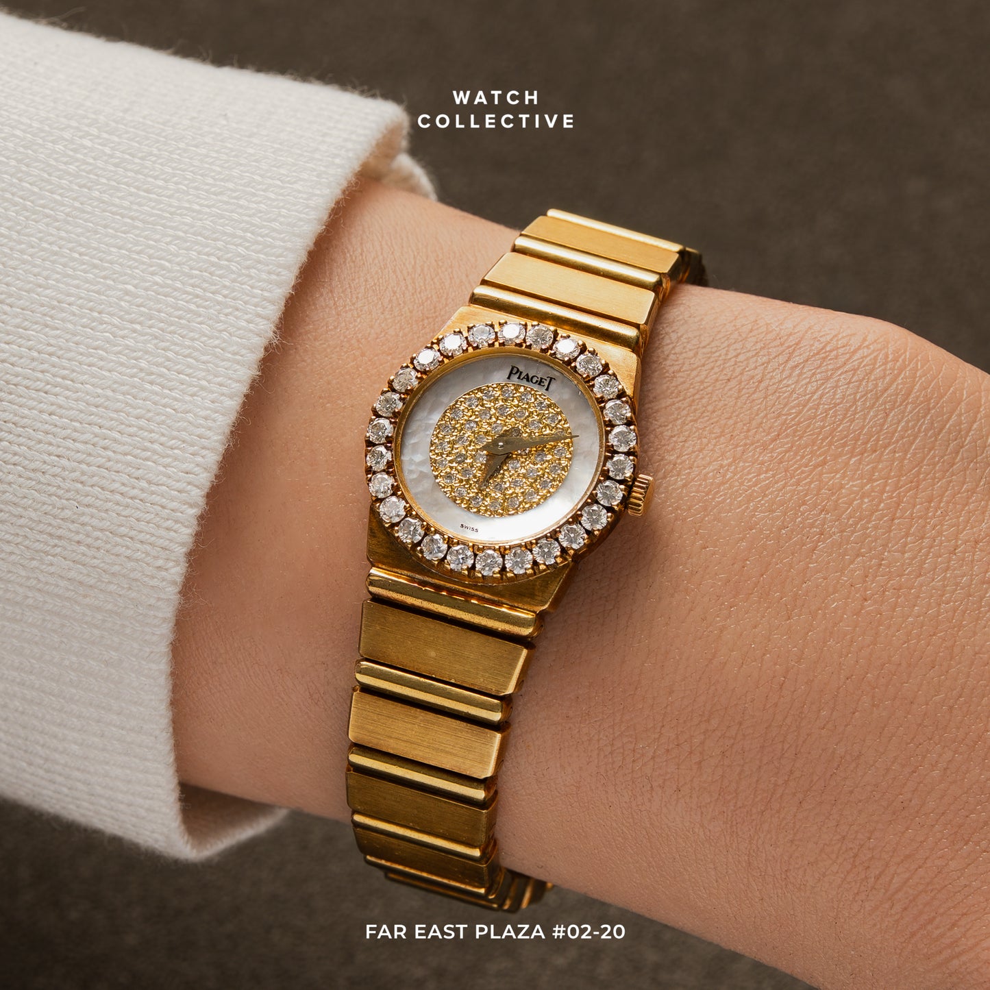 Piaget Mini Polo Factory diamonds MOP dial 18k Yellow gold 20mm quartz