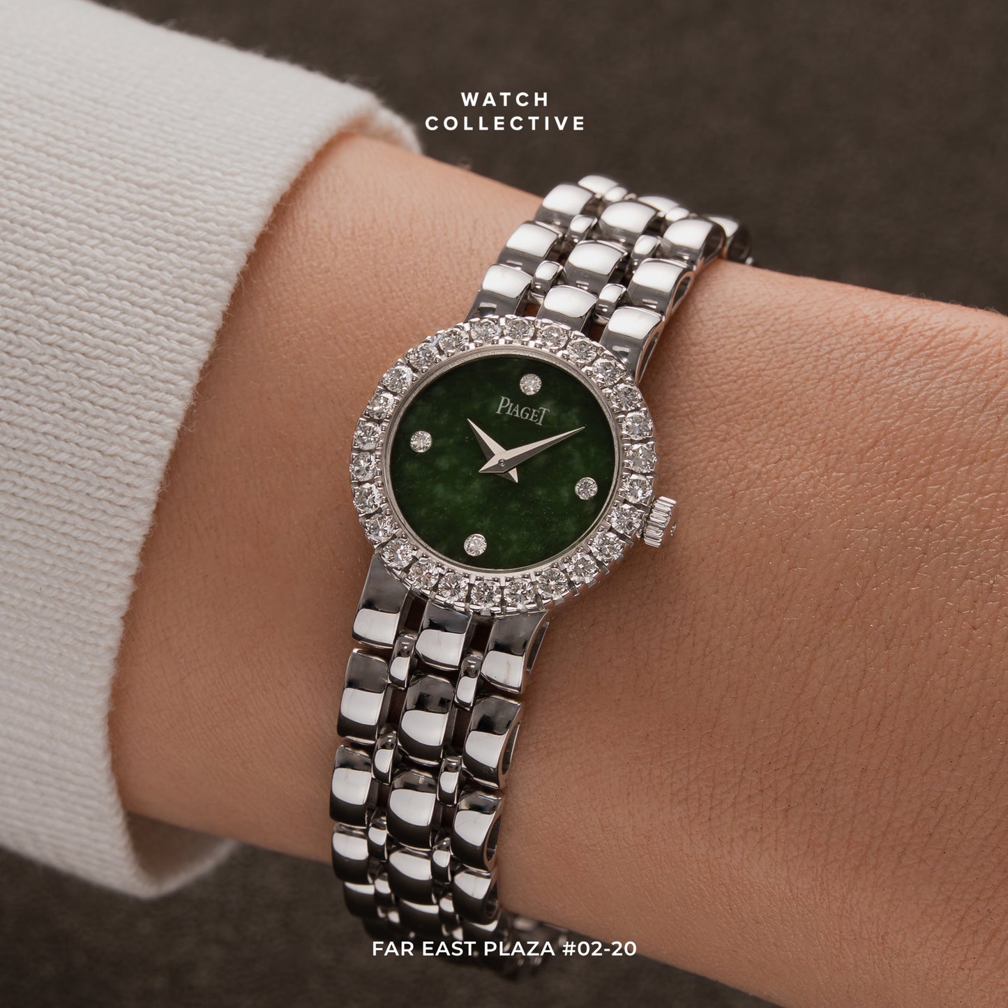 Piaget Mini Polo 18k White Gold Jade dial 21mm quartz 8296 K 61