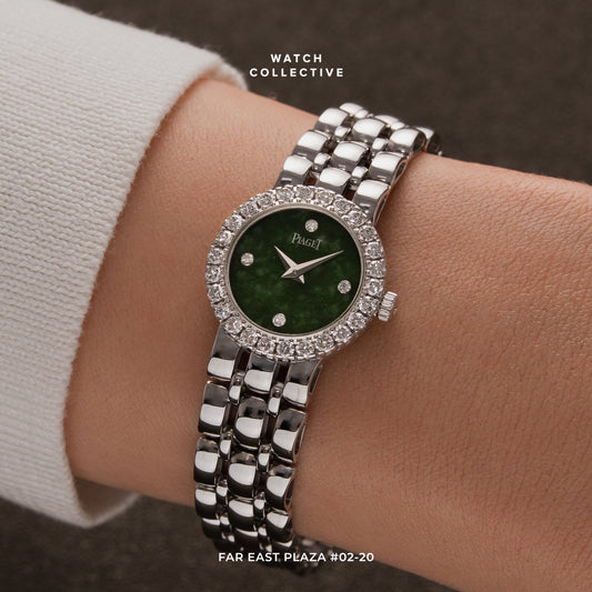 Piaget Mini Polo 18k White Gold Jade dial 21mm quartz 8296 K 61