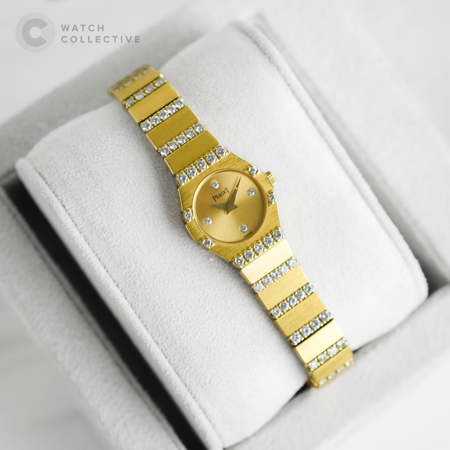 Piaget Polo 18k yellow gold factory diamonds 19mm quartz  841 C 607